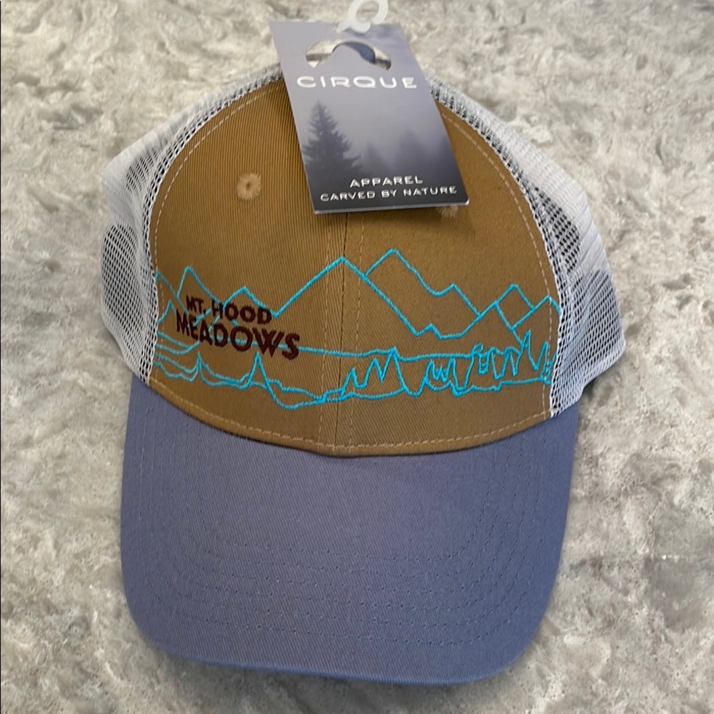 NWT MT. HOOD MEADOWS Brown and Blue Trucker Hat